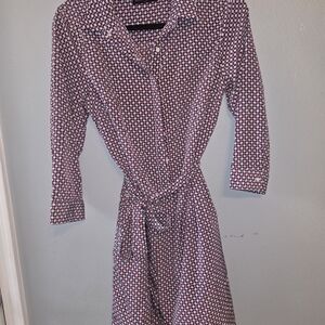 Banana Republic Purple Patterned Long Sleeve Dress